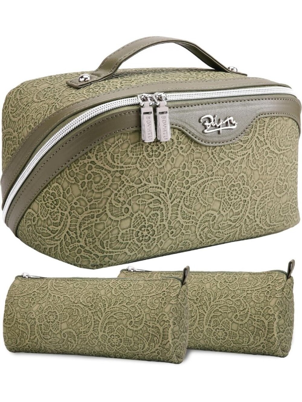Large Capacity Travel Makeup Bag Set - 3 Pcs Waterproof Cosmetic Organizer with